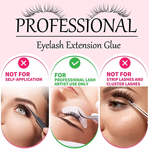 Eyelash Extension Glue,Extra Strong Professional Lash Glue Drys in 1-2s with 6-7 Week Retention by Existing Beauty Lashes,Black Adhesive for Semi