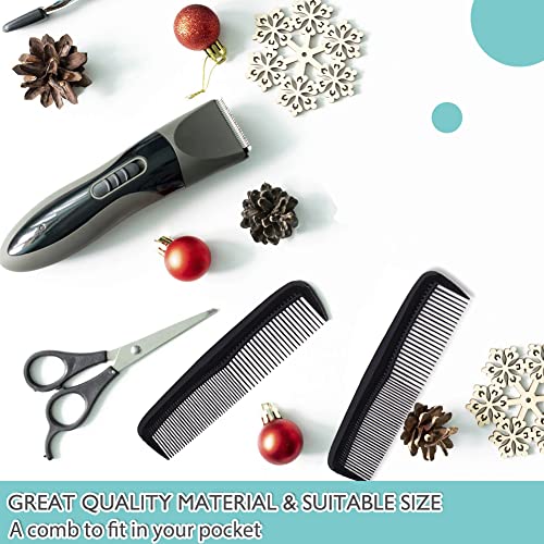 Hair Comb, 2Pcs Plastic Pocket Combs Black Hair Combs Fine and Wide Tooth Dressing Comb Heat Resistant Anti Static Hairdressing Styling Combs for