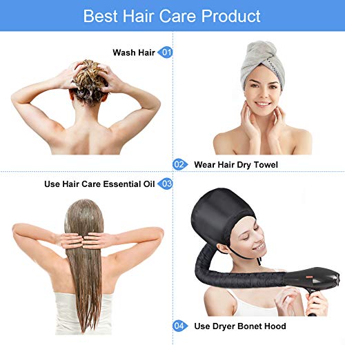 Bonnet Hood Hair Dryer Attachment,Heatigo 2023 Upgraded Version Soft Cap Adjustable For Hand Held Hair Dryer Cap Drying Styling Curling Deep Cond