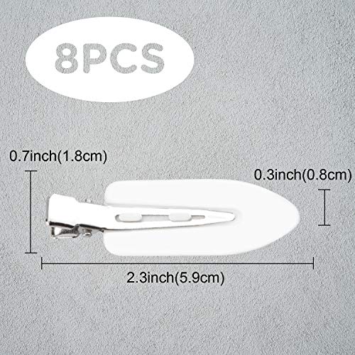 SAVITA 8Pcs No Bend Hair Clips, No Crease Curl Pin Clips Hair Clips Barrettes for Hair Styling, Face Washing, Makeup Application (White)