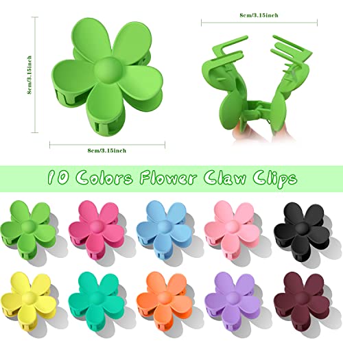 Hair Claw Clips,10 PCS Multi-Coloured Flower Hair Clips,Simple and Premium Claw Clips for Thick Hair,Internal Tooth Design Strong Hold Flower Hai