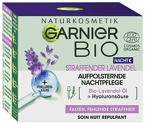 Garnier Night Cream, Regenerating Organic Lavender, with Lavender and Jojoba Oil for Sensitive Skin, with Organic Ingredients, Natural Cosmetic,