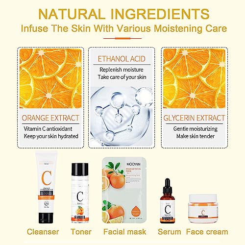 Skincare Gifts For Teenage Girls,Facial kit,Vitamin C Skincare sets, Pamper Sets For Women Gifts With Skin Care Sets & Kits Includes Cleanser, Fa