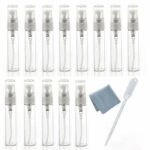 Elfenstal- 25pcs Clear 5ml 1/6oz Glass Atomizer Bottle Spray Refillable Perfume Empty Bottle Glass Clean Cloth for Travel Party Must Makeup Tool