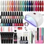 Gel Nail Polish Set Starter Kit, Phoenixy Gel Nail Kit with Poly Nail Gel Kit with 36W U V Lamp, Shellac Nail Kit Soak Off Gel Nail Polish Kit Co