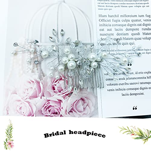 Bridal Flower Side Hair Clips,Pearl Hair Pieces Comb Bridal Headpiece for Brides Bridesmaid,Girls,Women,Hair Comb Wedding Prom Birthday Party Hai