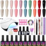 Phoenixy Gel Nail Polish Kit with U V Nail Lamp 10 Colors Gel Nail Polish Set 36W Nail Lamp and Gloss Matte Top Coat Base Coat Manicure Tools Sta