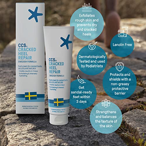 CCS Cracked Heel Repair Balm - Visible Results in 3 Days for Heels and Very Dry Feet, Contains 25% Urea Lactic Acid, Clinically Tested, 125ml