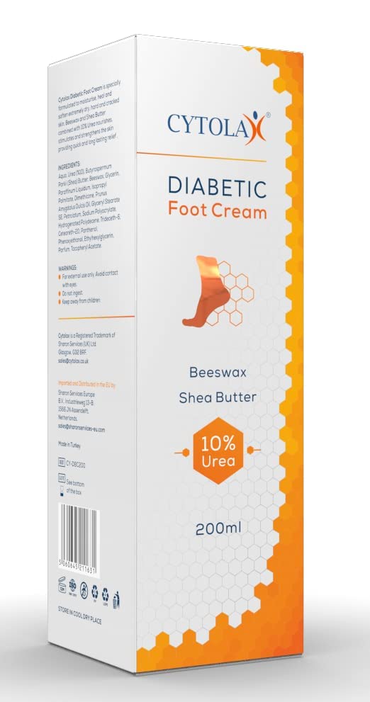 Cytolax Diabetic Foot Cream 200ml | with 10% Urea, Shea Butter, Beeswax | Softens & Moisturises Rough, Hard, Cracked, Callused Feet | Foot Care C