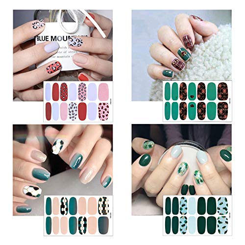 Kalolary 20 Sheets Nail Polish Sticker Full Wrap Nail Art Sticker, Leopard Print Self-Adhesive Nail Art Decal Strip Nail Decals with Nail File fo