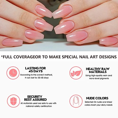 Jelly Nail Polish - Bare Pink Nail Varnish - Translucent Pink Quick Drying & Long Lasting Nail Polish - Water Based Formula & No Need Baking Nail