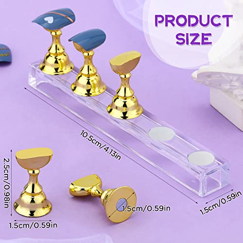 PROUSKY 2 Sets Nail Display Stand Fingernail DIY Nail Art Display Nail Tip Practice Holder Magnetic Nail Art Stand for False Nail Tip Manicure To