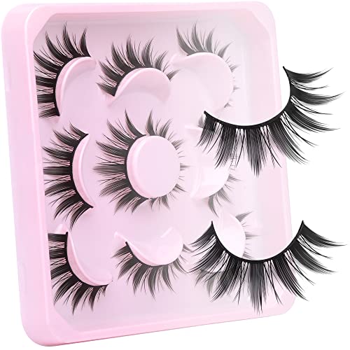 False Eyelashes Natural Cosplay Lashes Doll Anime Japanese Faux Mink Lashes Pack Spiky Manga Fake Eyelashes Wispy Long Thick Ruffle Fake Eye Lash