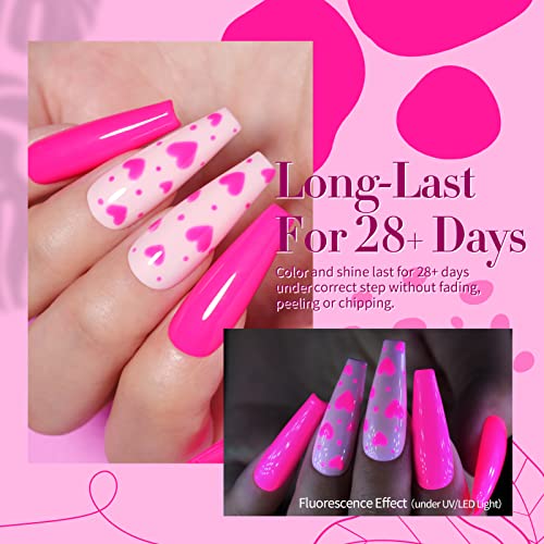 BORN PRETTY Neon Pink Gel Nail Polish,Hot Pink Gel Polish Bright Pink Long Lasting Chip Resistant 10 ml Soak Off U V LED Nail Lamp Halloween Gel