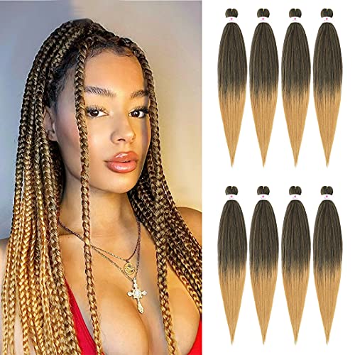 Beyond Beauty EZ Braid Pre Stretched Braiding Hair 8Packs-26inch Professional Yaki Texture Synthetic Hair(#1B)