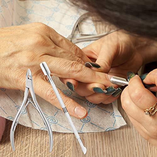 faddy-1 Cuticle Nipper Set, Cuticle Cutter Trimmer and Cuticle Pusher with Non-slip Protective Coating Handle Stainless Steel Cuticle Cutter Clip