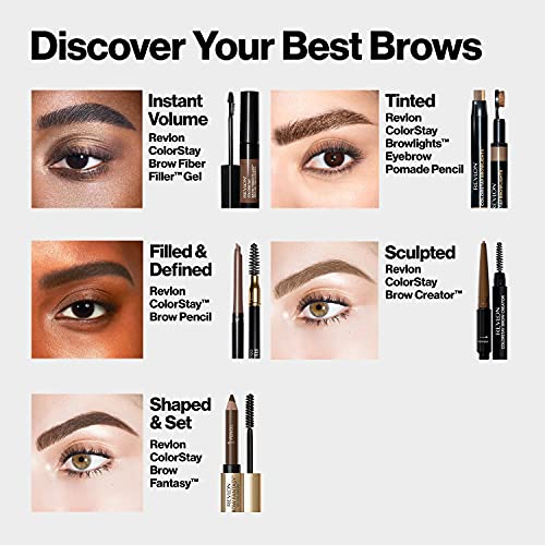 Revlon Colorstay Eyebrow Pencil Creator with Powder & Spoolie Brush to Fill, Define, Sculpt, Shape & Diffuse Perfect Brows, Dark Brown (610)