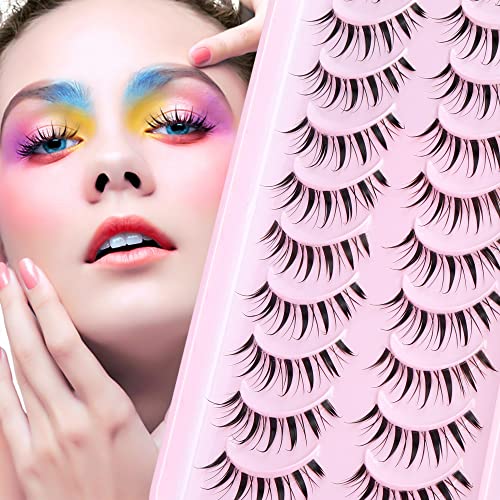 Ruairie Natural Lashes with Clear Band Fluffy Wispy False Lashes Natural Look 10 Pairs Fake Eyelashes Pack