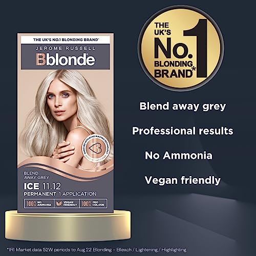 Jerome Russell Bblonde Ice Blonde Permanent Hair Colour – Full Grey Coverage Hair Dye Kit for Pre-Lightened & Blonde Hair, Ammonia Free Hair Dye