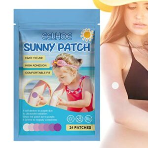UV Stickers for Sunscreen | 24 Count UV Detecting Sunscreen Stickers | Natural Waterproof UV Patches for Sports Camping, Changes Color When Time