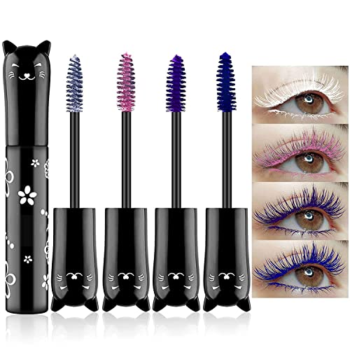 Colorful Mascara, Waterproof Long Lasting Thick Mascara/Rainbow Color 4D Silk Fiber Lash Charming Masacara (Blue)