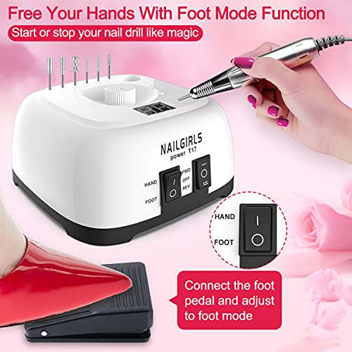 Portable Electric Nail Drill, 11 in 1 Nail Drill Set Electric Nail Files Professional 35000RPM Acrylic Nails Gel Nails Manicure Pedicure Polishin