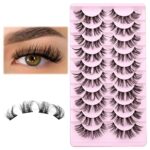 Clusters Eyelashes Russian Strip Lashes Individual DIY False Eyelashes D Curl Fluffy Fake Lashes that Look Like Extensions Wispy Natural Look Fau