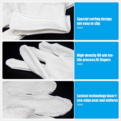 4 Pair Moisturising Gloves,Cotton Gloves for Eczema & Dry Hands,Stretchable Washable White Gloves(Medium Size)