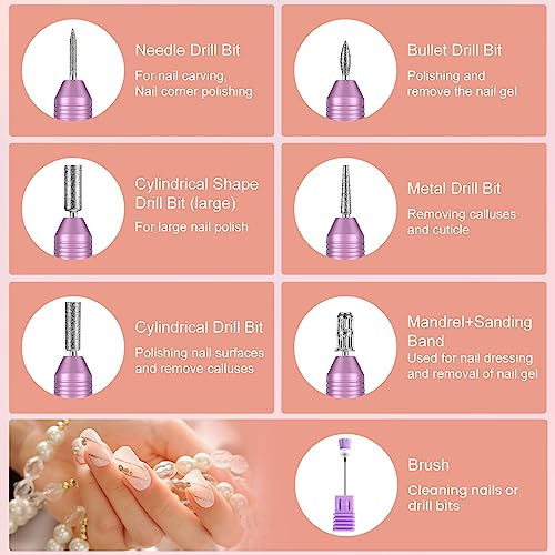 Nail Drill Machine, Electric Nail Files for Acrylic and Gel Nails, 20000RPM Electric Nail Drill for Natural Nails, Professional Nail Drill for Pe