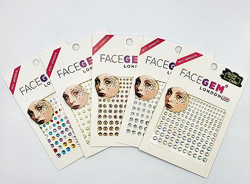 Rhinestone Face Gems Stickers, 5 Sheets for Eyes Face Body Nail, Rhinetone Face Gems, Nail gems, Nail Gems Rhinestone, Face Jewels Rhinestone for