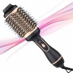 Hair Dryer Brush, Hot Air Brush for Fast Drying, Hair Dryer and Styler for Salon Results, Negative Ionic Curler Straightening Comb, 4 in 1 Hot Ai
