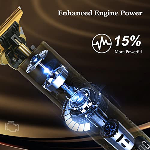 Cordless Hair Trimmer,Professional Hair Clippers,T-Blade Trimmer Clipper,Precision Outliner Trimmer,Beard Trimmer Regabarba with USB Charger LCD