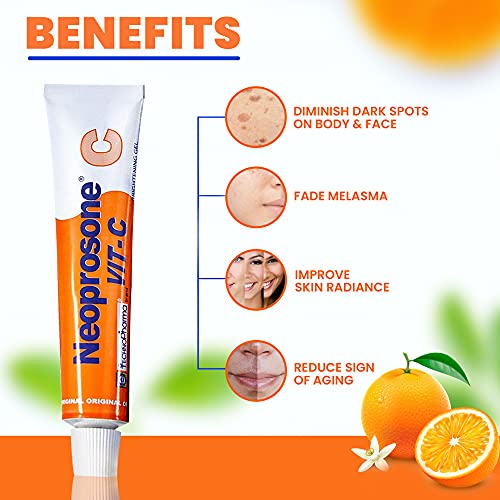 Neoprosone Skin Brightening Gel Cream | 1 Fl oz / 30 ml | For Intimate Parts, Private Areas, Body, Knees, Underarm, Elbows | with Vitamin C and A