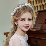 Flower Girl Headband, Flower Girl Headpiece, Pearl Headband, Adjustable Flower Girl Hair Accessories, Crystal Hair Vine Headband for Wedding, Par