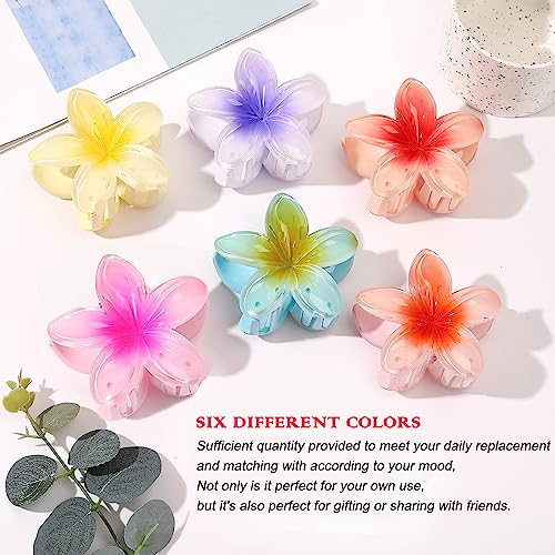 Flower Hair Clip, Nonslip Flower Claw Clips Strong Hold Hawaiian Claw Clip for Medium Thick Hair Hair Claw Clips for Women and Girls (A# 6 PCS)