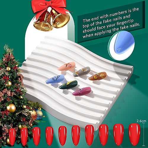 720PCS Almond Press on Nails Medium, MORGLES 24 Colors False Nails with Glue, Adhesive Tabs, Stickers, Tweezer, 10 Sizes