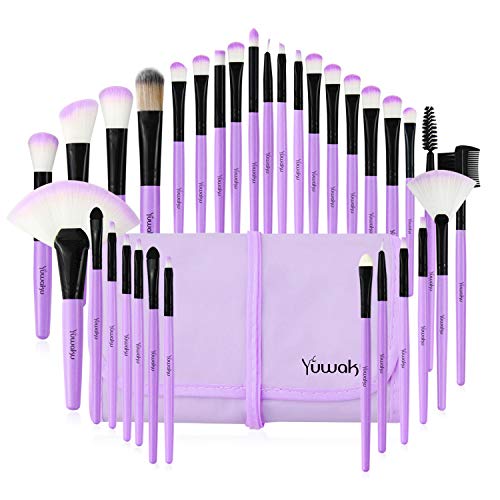 Makeup Brushes Set, 32pcs Blue Premium Cosmetic Make Up Brushes Foundation Blending Blush Concealer Shader Eyeshadow Eyeliner Compatible withTrav