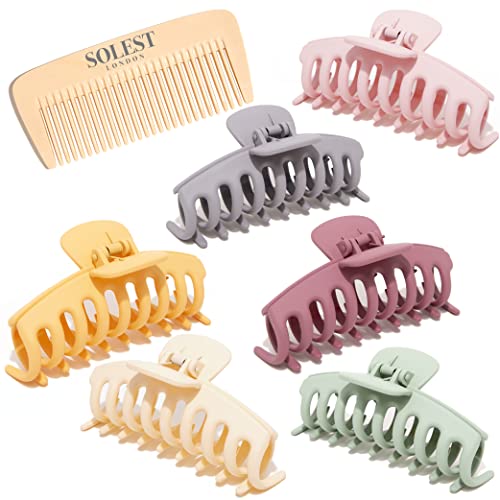 Solest London Hair Claw Clips - Pack of 6 Claw Clip for Women and Girls - 6 Trendy Coloured Claw Clip - 4.3 inch - Hair Claw Clips for all Hair w