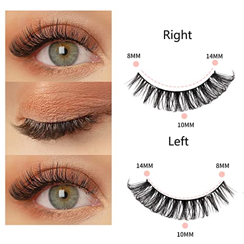 Eyelashes With Glue False Russian Strip Lashes Wispy Fluffy Natural Look Lashes Kit 3D Effect Beauty Fake Eyelashes Extension 10Pairs Pack For La