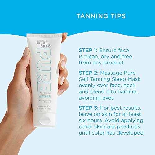 Bondi Sands PURE Self-Tanning Sleep Mask | Hydrating Formula Gives a Natural Glow Overnight, Enriched with Cocoa & Shea Butter, Hyaluronic Acid,