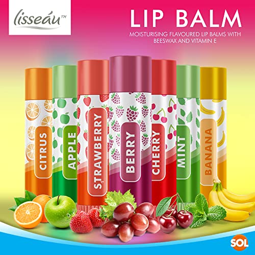 7pk Lip Balm Set | Flavoured Lip Balms with Beeswax and Vitamin E | Moisturising Lip Balm Multipack | Protect & Hydrate Beeswax Lip Balm Stick |