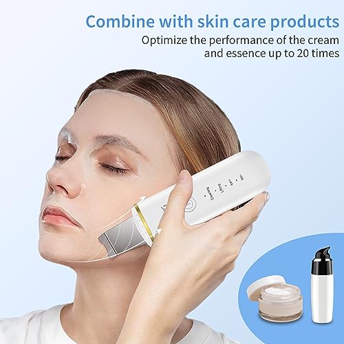 GUGUG Facial Skin Scrubber, Ultrasonic Skin Spatula Face Blackhead Remover Scraper with Four Modes for Deep Cleansing, Portable and Rechargeable
