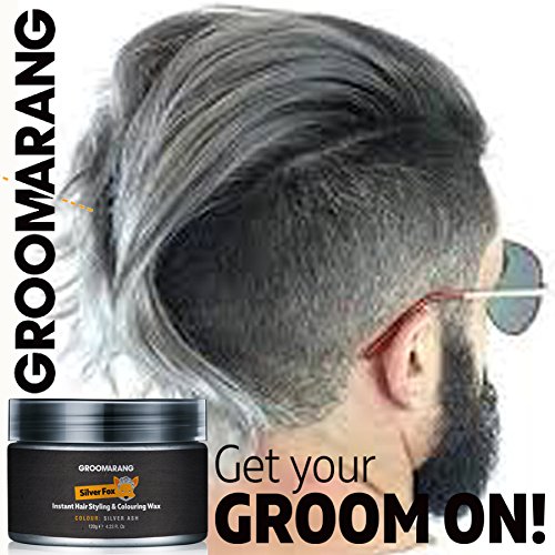 Groomarang Silver Fox Instant Free Style Hair Styling & Colouring Wax Grey Temporary Dye