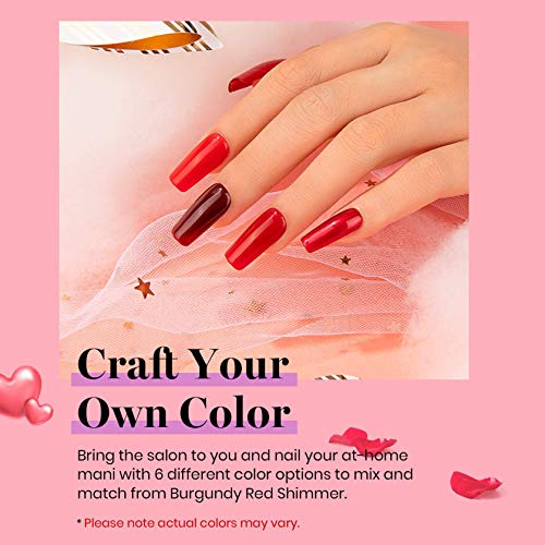 Beetles Bloody Mary Red Gel Nail Polish Set - 6 Pcs Shimmer Red Burgundy Red Gel Polish Red Glitter Nail Polish Soak Off UV Nail Lamp Gel Nail Ki