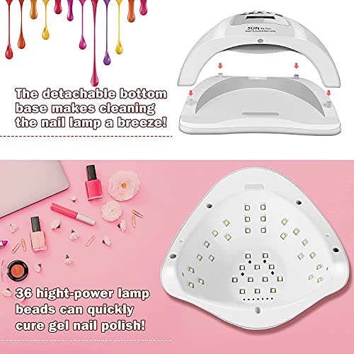 LED UV Nail Lamp, 120W Nail Dryer, Professional Gel Nail Polish Curing Light with 4 Timer Setting, Automatic Sensor and LCD Display, Portable UV