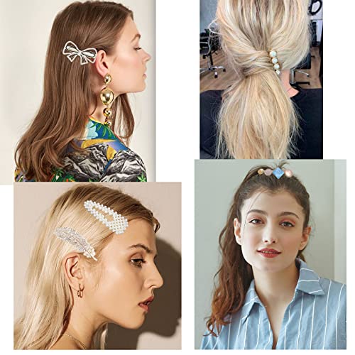 KEYRI 30 Pcs Pearl Hair Clips Hair Accessories for Women Hair Barrettes Headwear Styling Tools Makeup Hair Clips Women Curl Pin Clips for Bangs S