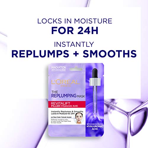 L'Oreal Paris Revitalift Filler Hyaluronic Acid Replumping Tissue Mask 3 Pack