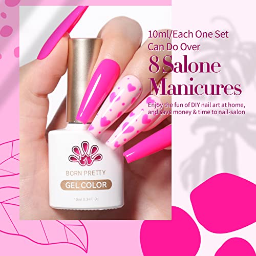 BORN PRETTY Neon Pink Gel Nail Polish,Hot Pink Gel Polish Bright Pink Long Lasting Chip Resistant 10 ml Soak Off U V LED Nail Lamp Halloween Gel