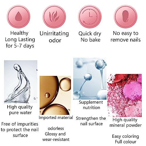 Glitter Nail Polish - Quick Dry Nail Varnish - Rose Gold Shimmering Metal Holographic Nail Paint - Color Pink Champagne Nail Polish No Need Cure