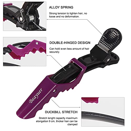 Beayuer Hair Clips 10 Pcs Professional Salon Hair Clip Women Styling Sectioning Clips Durable Plastic Alligator Hairclip with Nonslip Grip and Wi